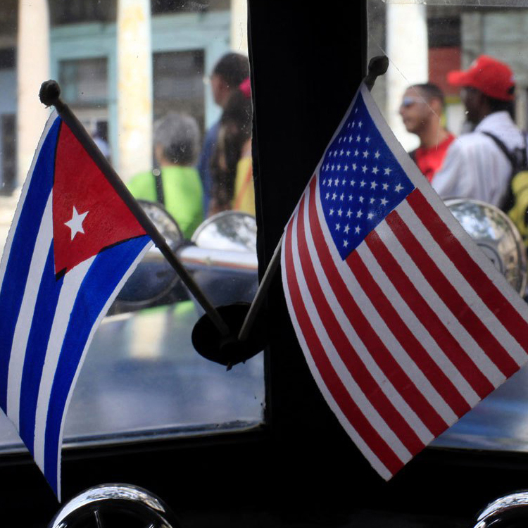 Cuban and American flags