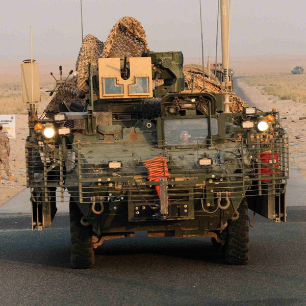 US tank loaded with equipment