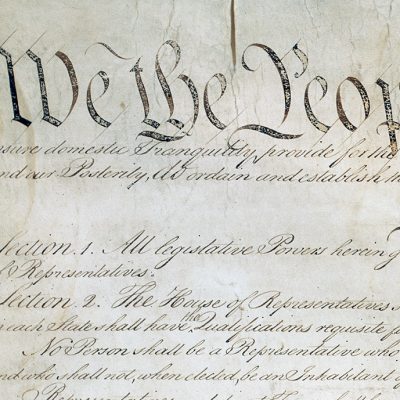 A portion of the constitution, with We the People at the top.