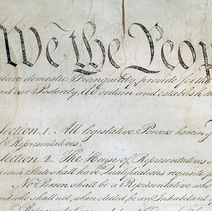 A portion of the constitution, with We the People at the top.